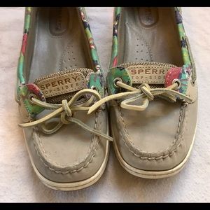 Sperry Angelfish Boat Shoes Flamingo Floral Size 7